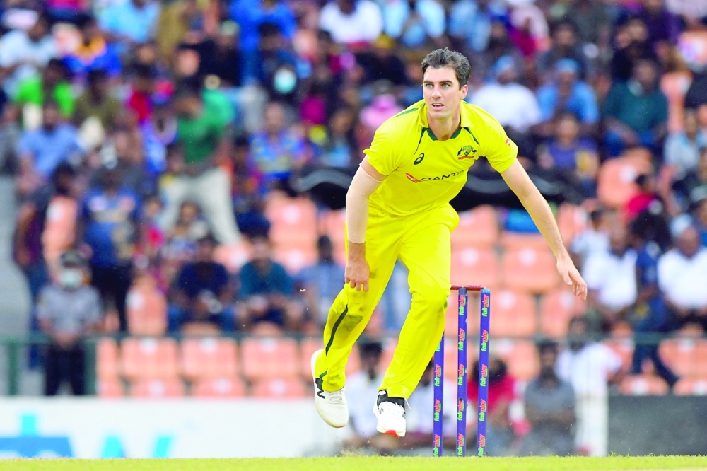 Australia's Patrick Cummins bowls during the second ODI against Sri Lanka at the Pallekele International Cricket Stadium in Kandy. -- AFP