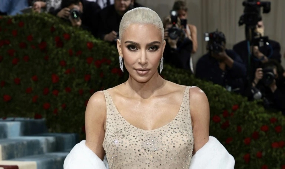 Kim Kardashian at the Met Gala wearing the Marilyn Monroe dress. — AFP