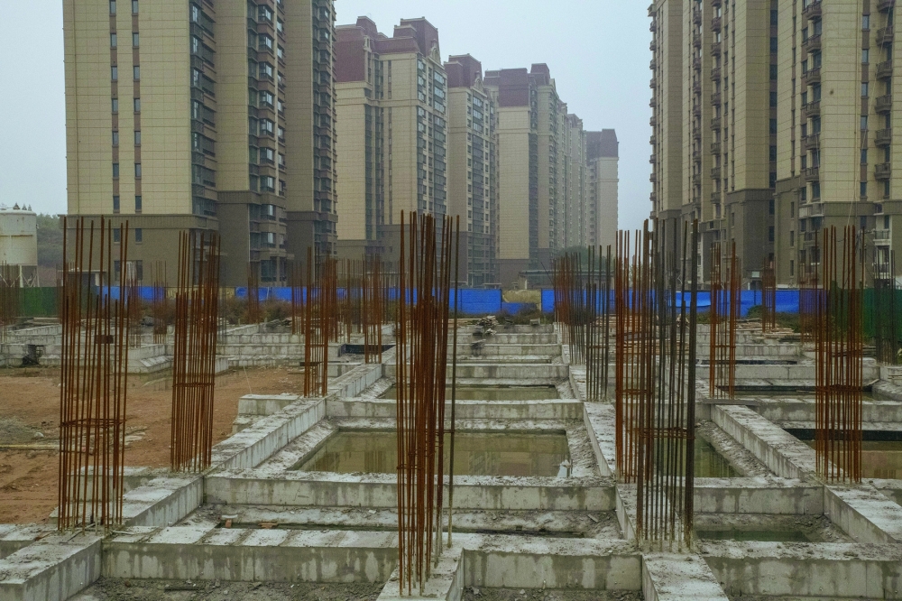 An idle construction site for an Evergrande residential project in Taiyuan, China. — NYT