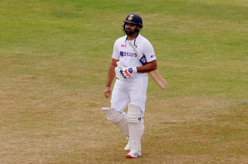 FILE PHOTO: Cricket - Tour Match - Leicestershire v India - Uptonsteel County Ground, Grace Road, Leicester, Britain - June 23, 2022 India's Rohit Sharma walks after losing his wicket Action Images via Reuters/Andrew Couldridge/File Photo