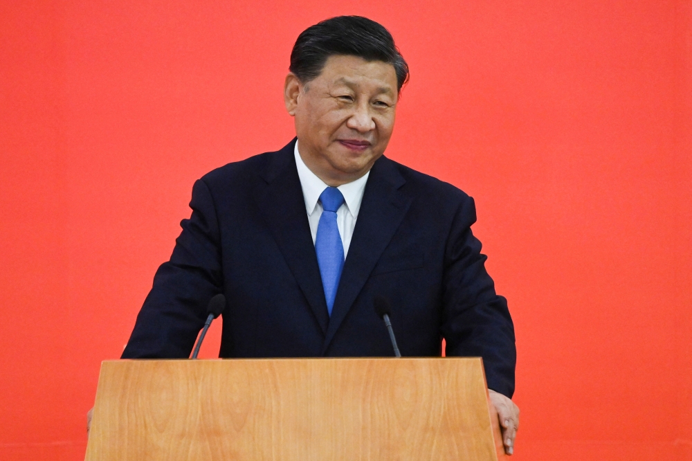 China's President Xi Jinping speaks upon his arrival via high-speed rail, ahead of the 25th anniversary of the former British colony's handover to Chinese rule, in Hong Kong, on Thursday. - Reuters