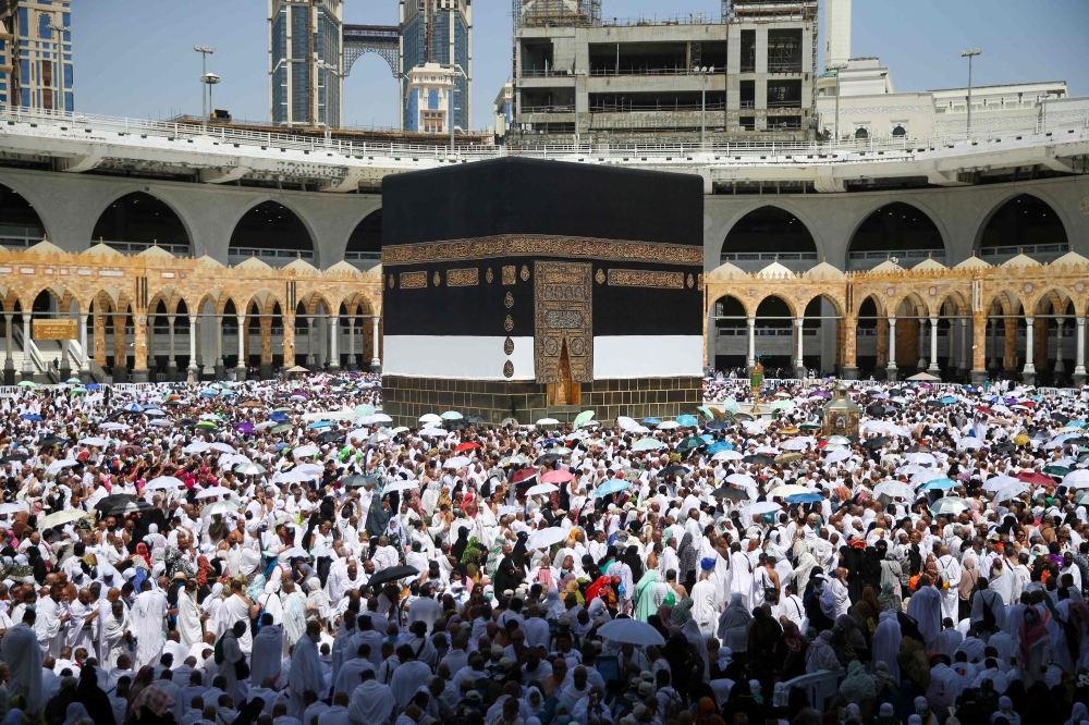 Worshippers gather before the Kaaba at the Grand Mosque in Mecca on Thursday. — AFP