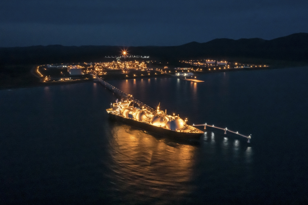 The Grand Aniva tanker is loaded at a liquefied natural gas terminal south of Yuzhno-Sakhalinsk, on Sakhalin Island in Russias Far East. — The New York Times