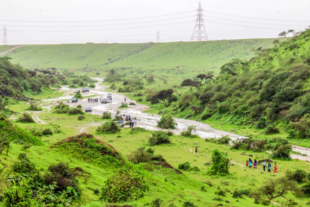Lush,Green,Landscape,,Trees,And,Foggy,Mountains,In,Ayn,Khor