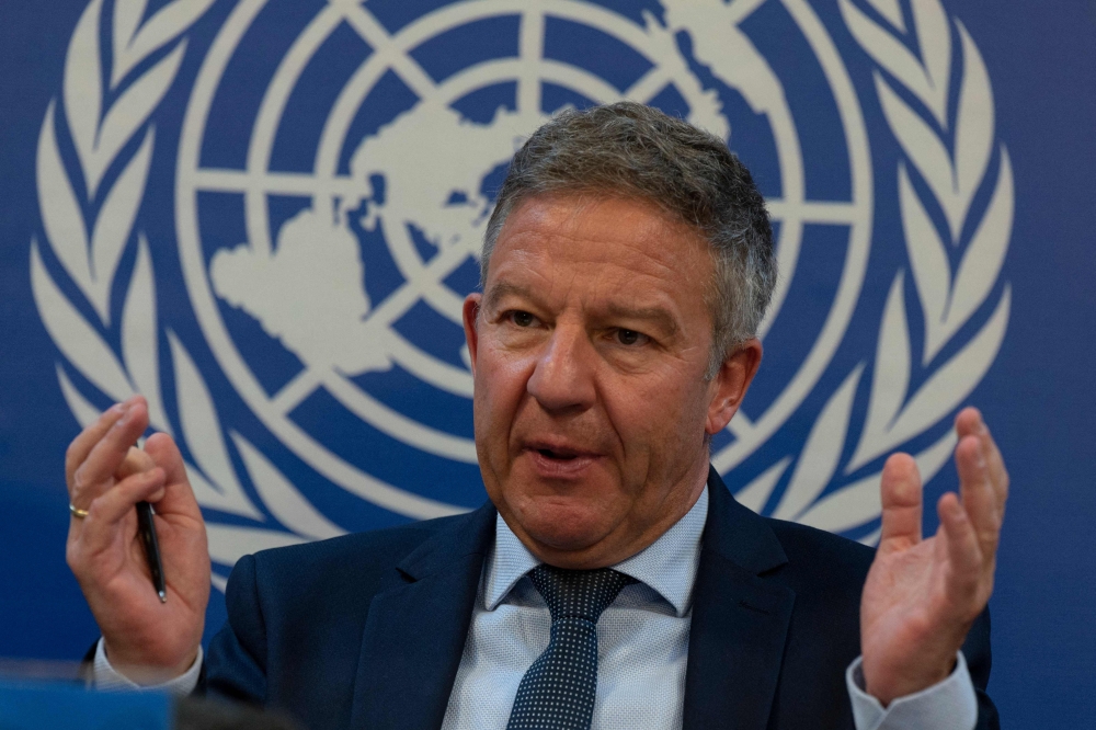 Markus Potzel acting head of United Nations Assistance Mission in Afghanistan, speaks during a press conference in Kabul on Wednesday. -- AFP