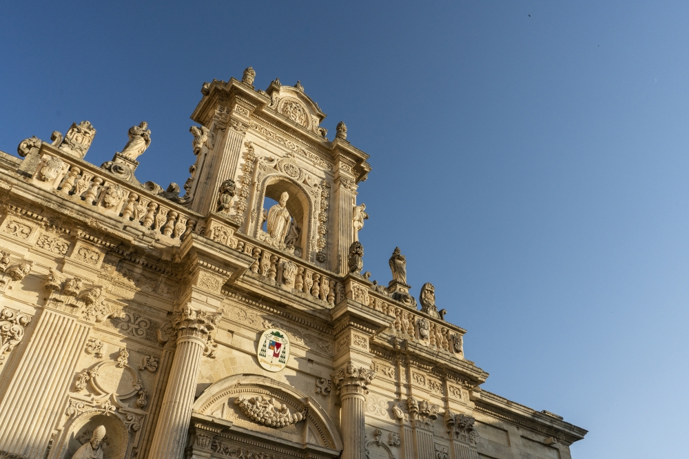 The Cathedral of Santa Maria Assunta, in Lecce, Italy, July 3, 2022. (Susan Wright/The New York Times)