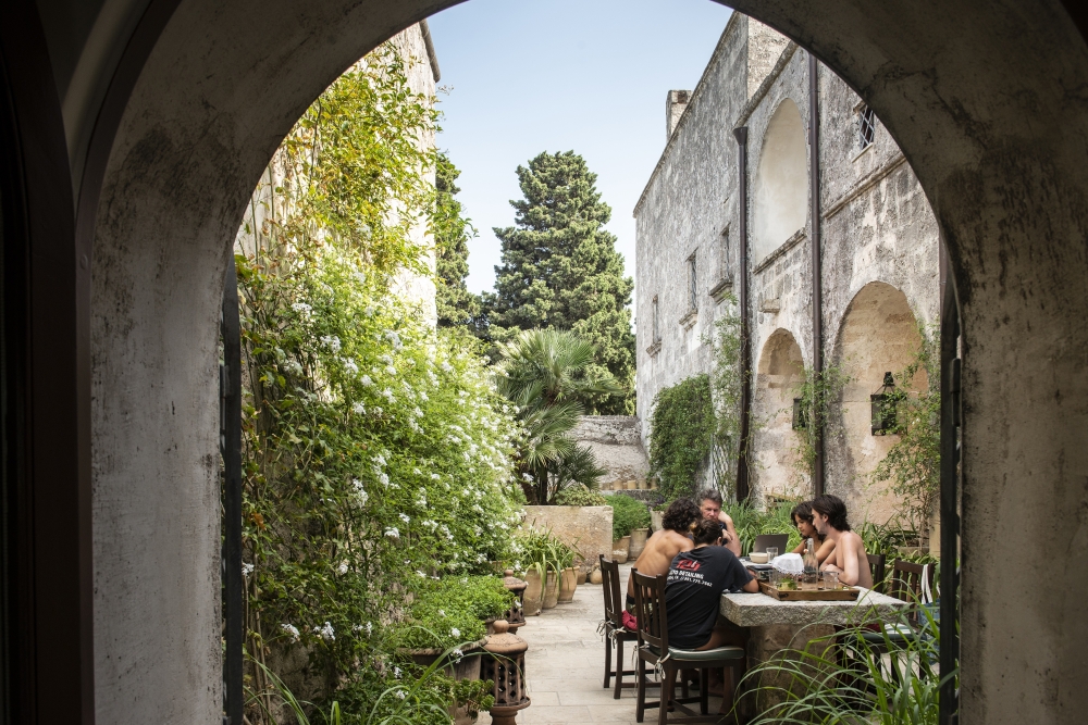 A boutique hotel in the gardens of Convento di Santa Maria di Costantinopoli in Puglia, Italy, July 5, 2022. (Susan Wright/The New York Times)
