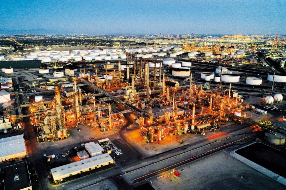 A general view of the Phillips 66 Company’s Los Angeles Refinery, which processes domestic and imported crude oil into gasoline, aviation and diesel fuels, in Carson, 