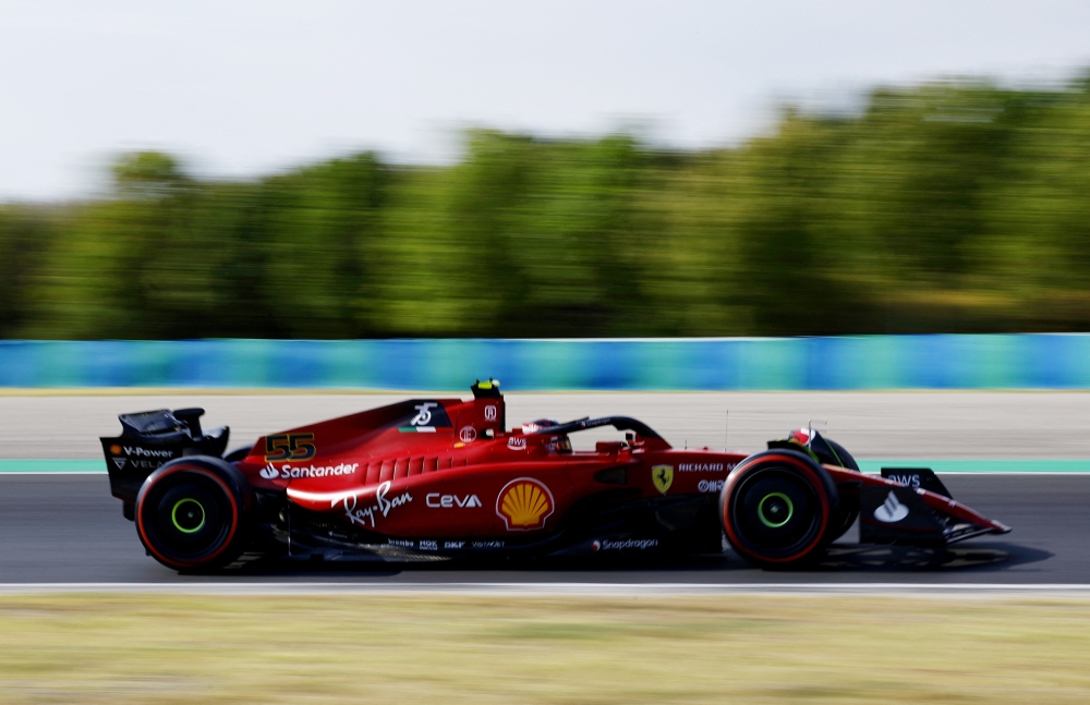 Formula One F1 - Hungarian Grand Prix - Hungaroring, Budapest, Hungary - July 29, 2022 Ferrari's Carlos Sainz Jr. in action during practice REUTERS/Lisa Leutner