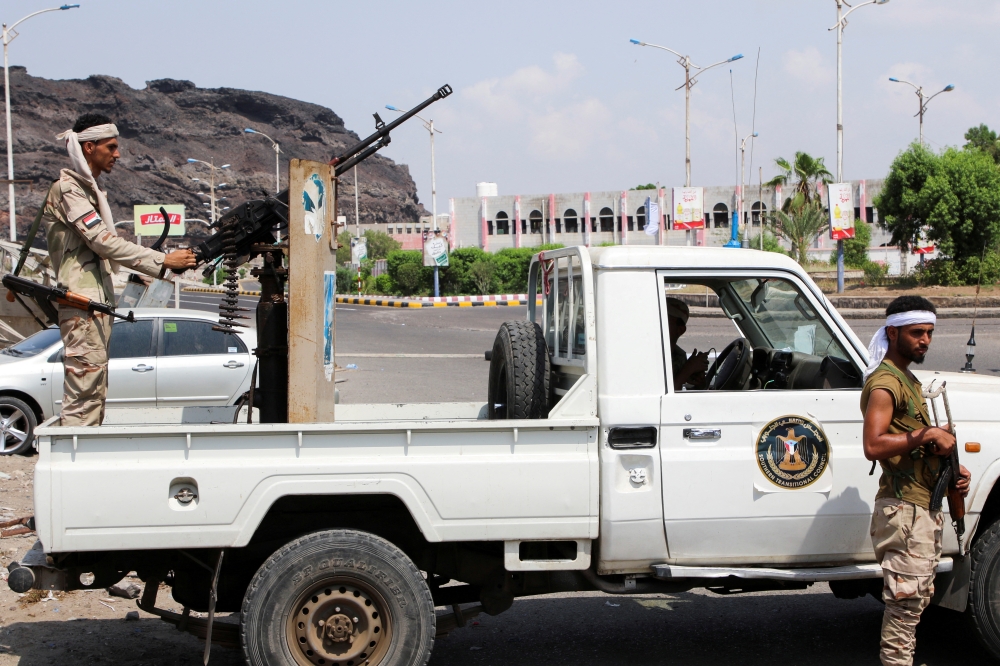 Members of the Southern Transitional Council (STC) man a checkpoint in Aden. - Reuters file photo