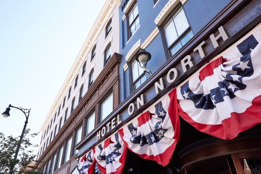 The locally owned Hotel on North, a 19th-century, four-story building with exposed brick walls, high ceilings and spacious rooms, in Pittsfield, Mass., July 28, 2022. (Tara Donne/The New York Times)