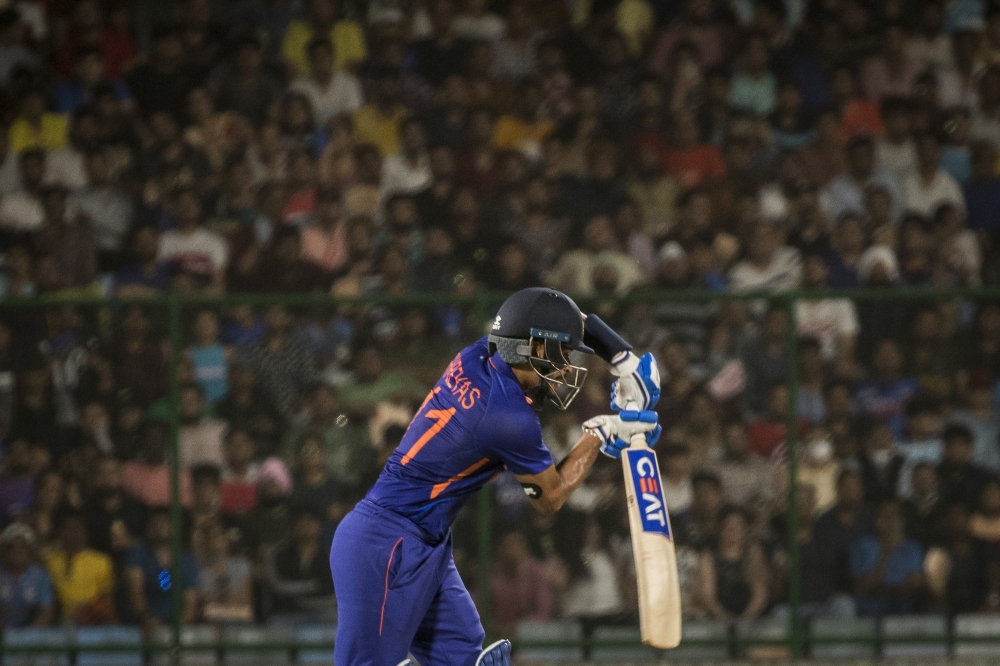 Indian cricket player Shreyas Iyer, during a game between India and South Africa at Arun Jaitley Stadium in New Delhi, on June 9, 2022. (Anindito Mukherjee/The New York Times)