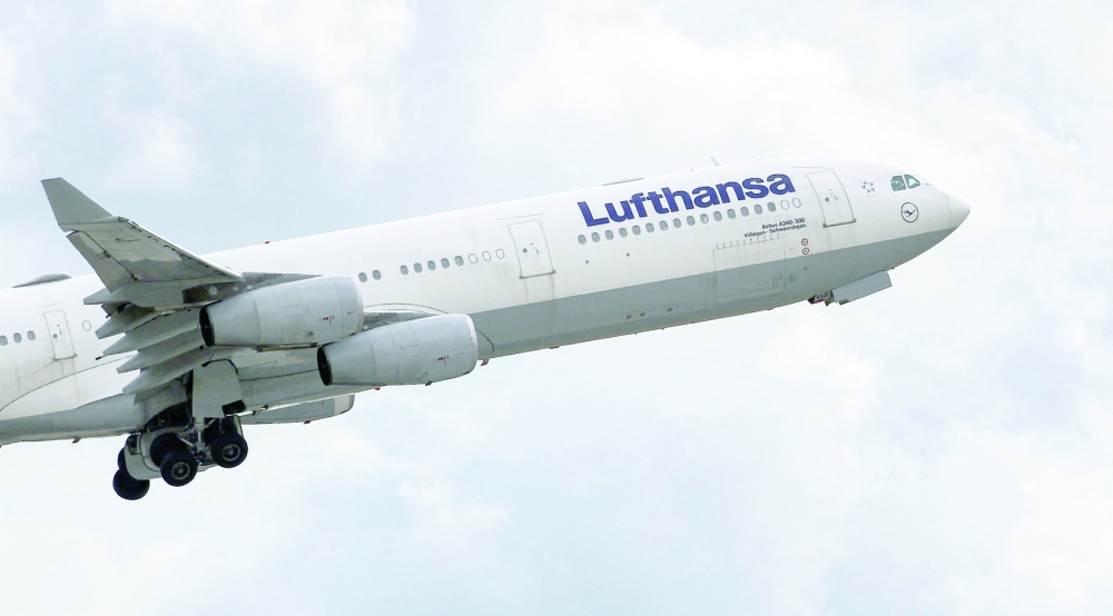 A Lufthansa Airbus A340-300 is pictured after take off from the airport in Frankfurt am Main, western Germany. - AFP


