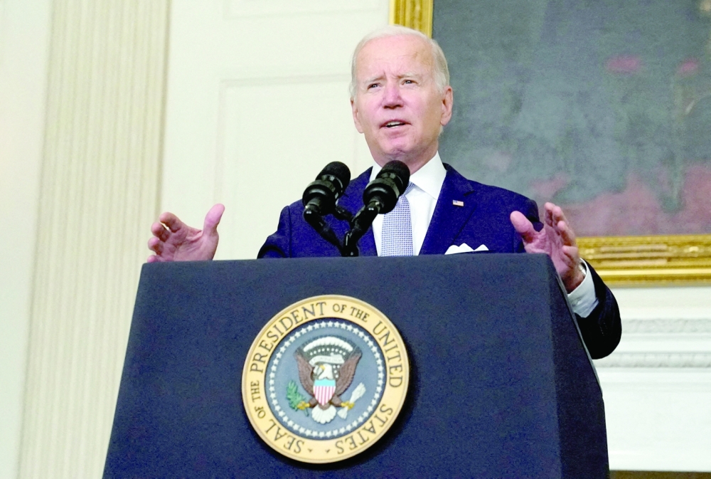 US President Joe Biden delivers remarks on the Inflation Reduction Act of 2022 at the White House in Washington. - Reuters file photo