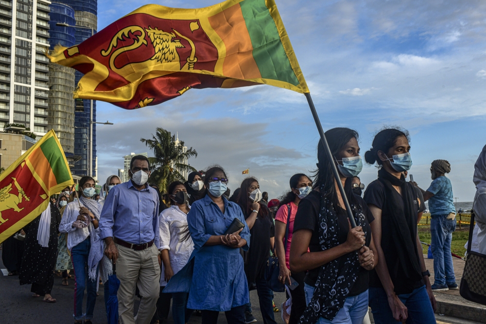 A protest at the Galle Face site in Colombo, Sri Lanka, on May 17, 2022. (Atul Loke/The New York Times)