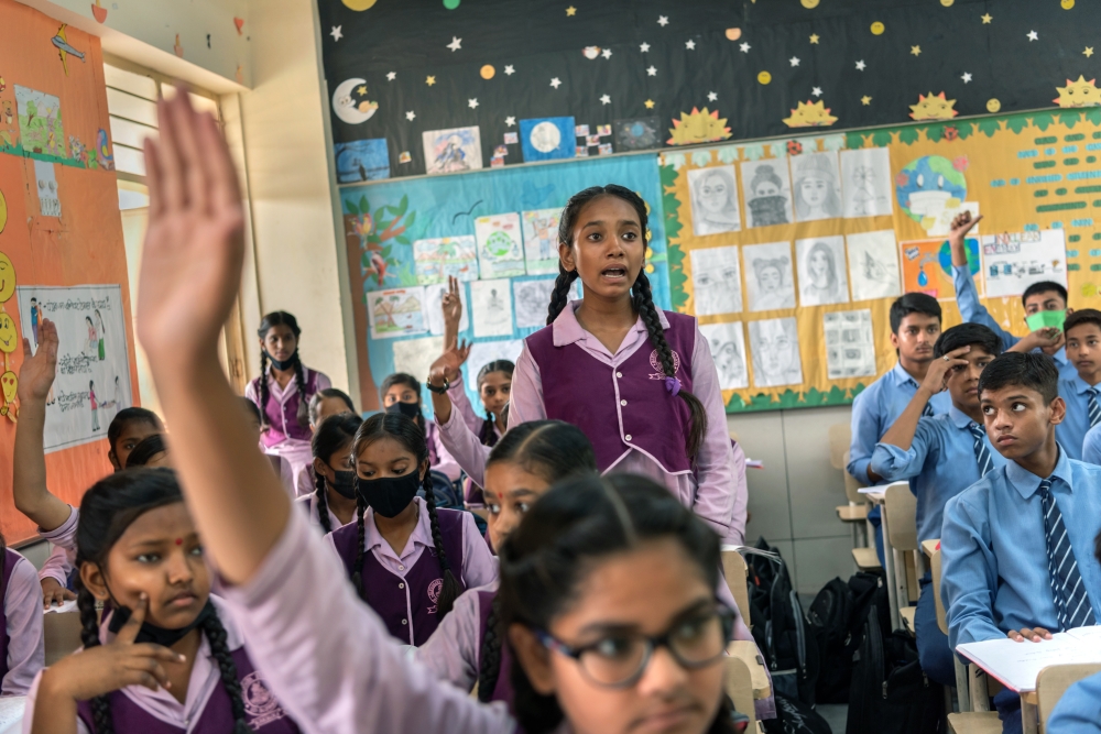 A classroom at Sarvodaya Vidyalaya in New Delhi on July 5, 2022. (Saumya Khandelwal/The New York Times)