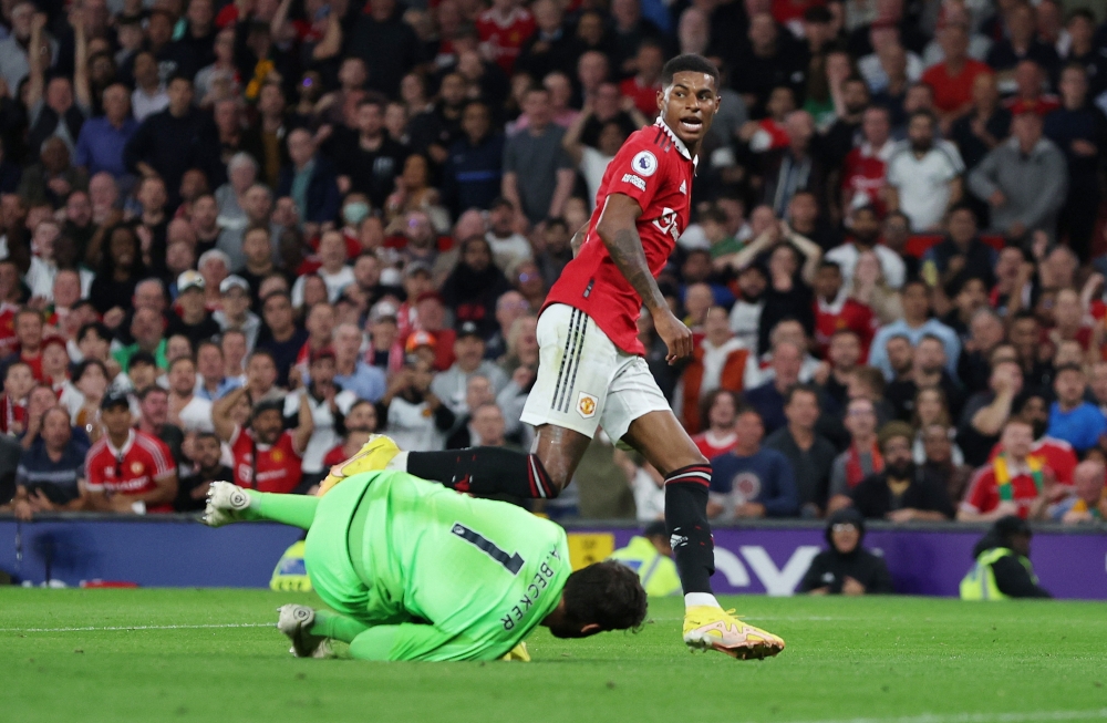 Manchester United's Marcus Rashford scores their second goal REUTERS/