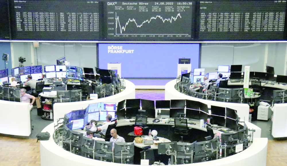 The German share price index DAX graph is pictured at the stock exchange in Frankfurt, Germany. -- Reuters
