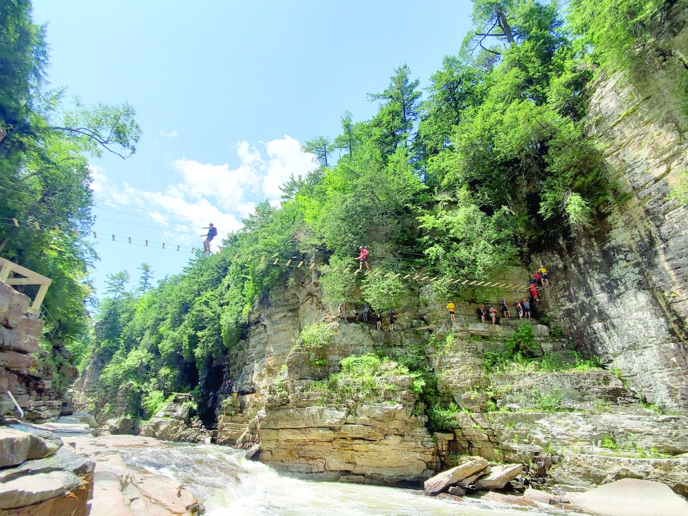 One of the bridges along the Adventure Trail at Ausable Chasm in New York. (Ausable Chasm via The New York Times)