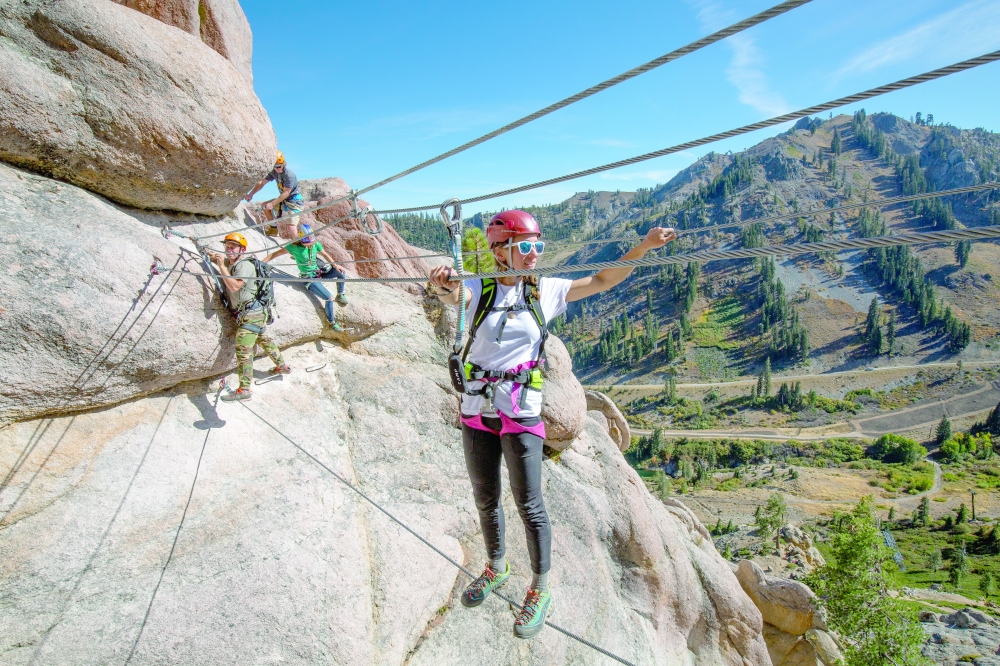 A group of climbers on a route at Tahoe Via Ferrata in California. (Alpenglow Expeditions/Tahoe Via Ferrata via The New York Times)