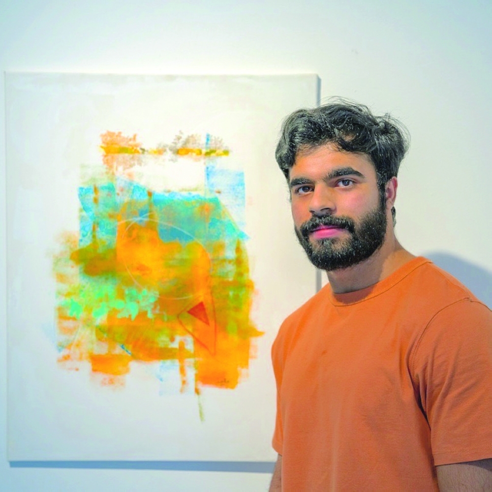 Majid Al Amri with his work 