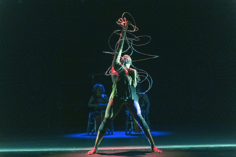 Jerron Herman in Kinetic Light's "Wired" at the Shed in New York, Aug. 25, 2022. (Jeenah Moon/The New York Times) 