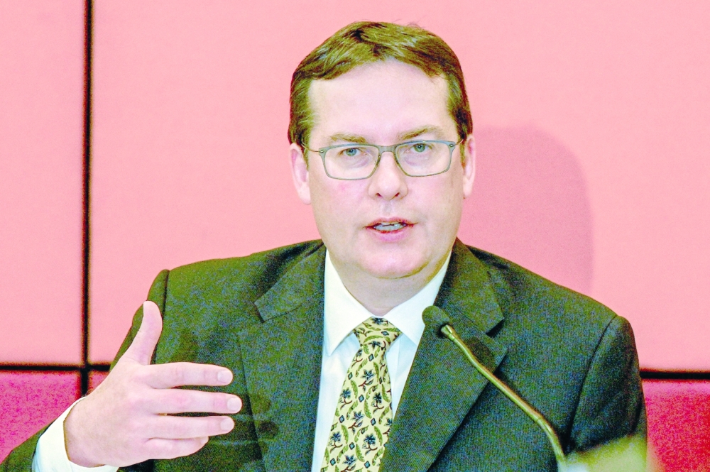 IMF Senior Mission Chief for Sri Lanka Peter Breuer speaks during a press conference in Colombo on Thursday. - AFP