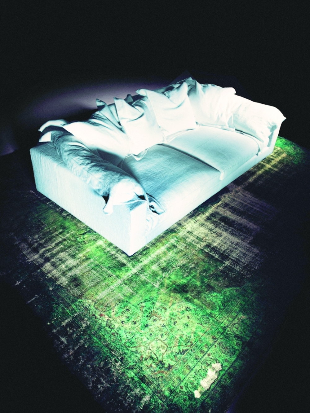 Diesel partnered with name brands like Moroso for its foray into home goods.  The Nebula Nine sofa was in their debut Diesel Living collection in 2009. (via The New York Times) 