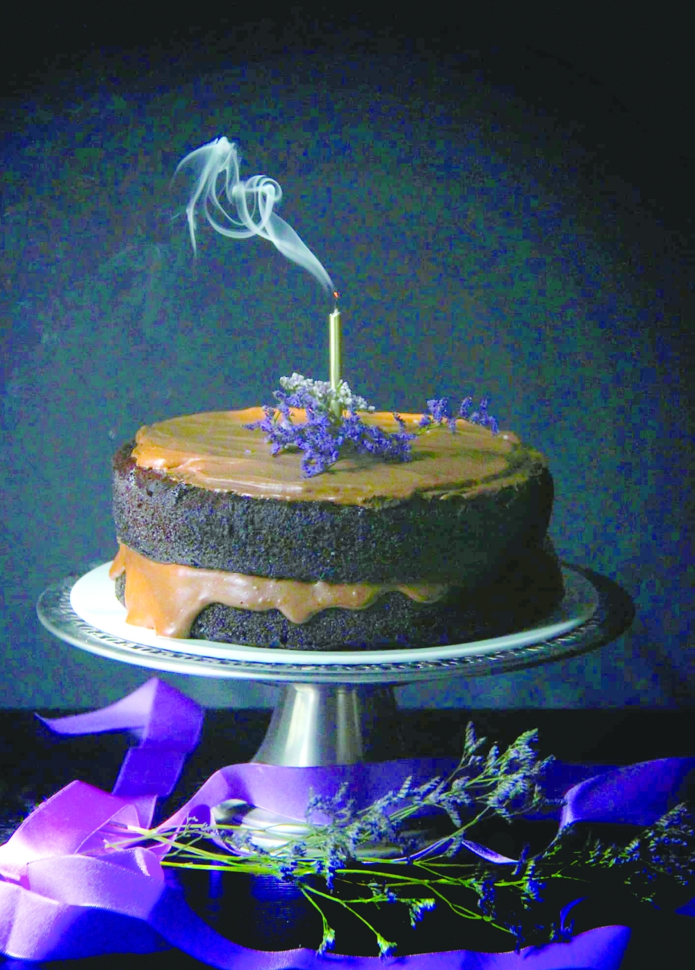 Food photography, caramel cake