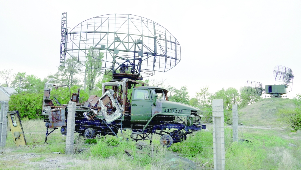 A destroyed Ukrainian military vehicles outside the city of Melitopol in Zaporizhzhia region, amid ongoing Russian military action in Ukraine. -- AFP