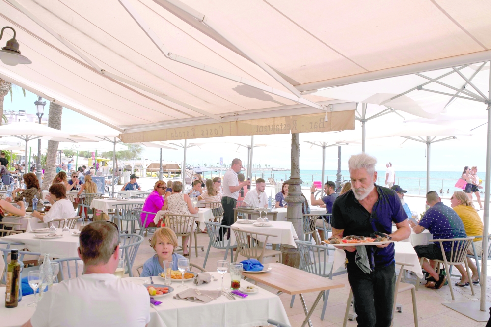 Beachside dining at Costa Dorada, which overlooks the Platja de Sant Sebasti