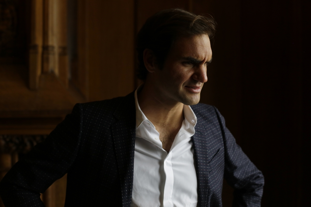 Roger Federer promotes the Laver Cup in Chicago.
