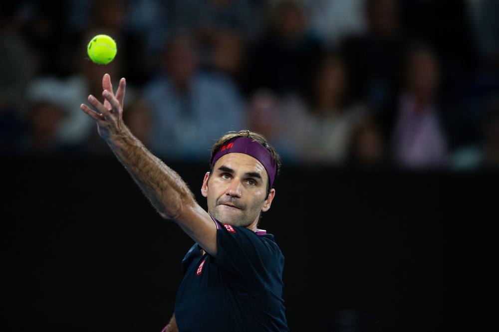 Roger Federer in action at the Australian Open in Melbourne on Jan. 24, 2020. (Asanka Brendon Ratnayake/The New York Times)