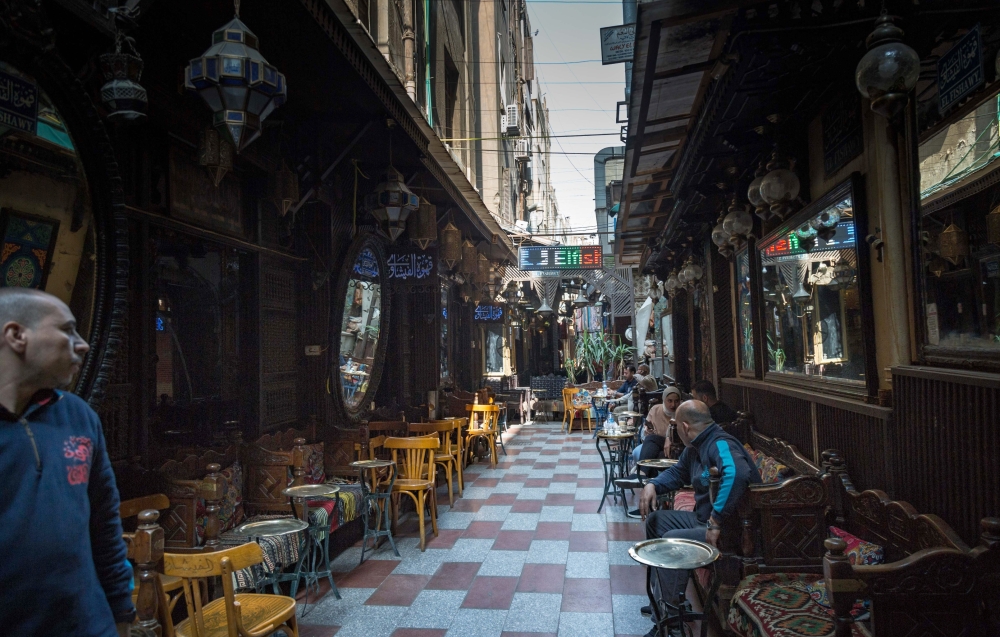 A cafe in the centuries-old Khan el Khalili market, a major tourist site in Cairo, Nov. 30, 2020. (Sima Diab/The New York Times)