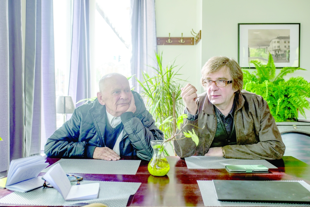 Juris Vidins, left, a Latvian doctor and politician, and Vadim Gilis, an ethnic Russian, who are friends on opposite sides of the debate over Soviet monuments, in Rezekne, Latvia.
