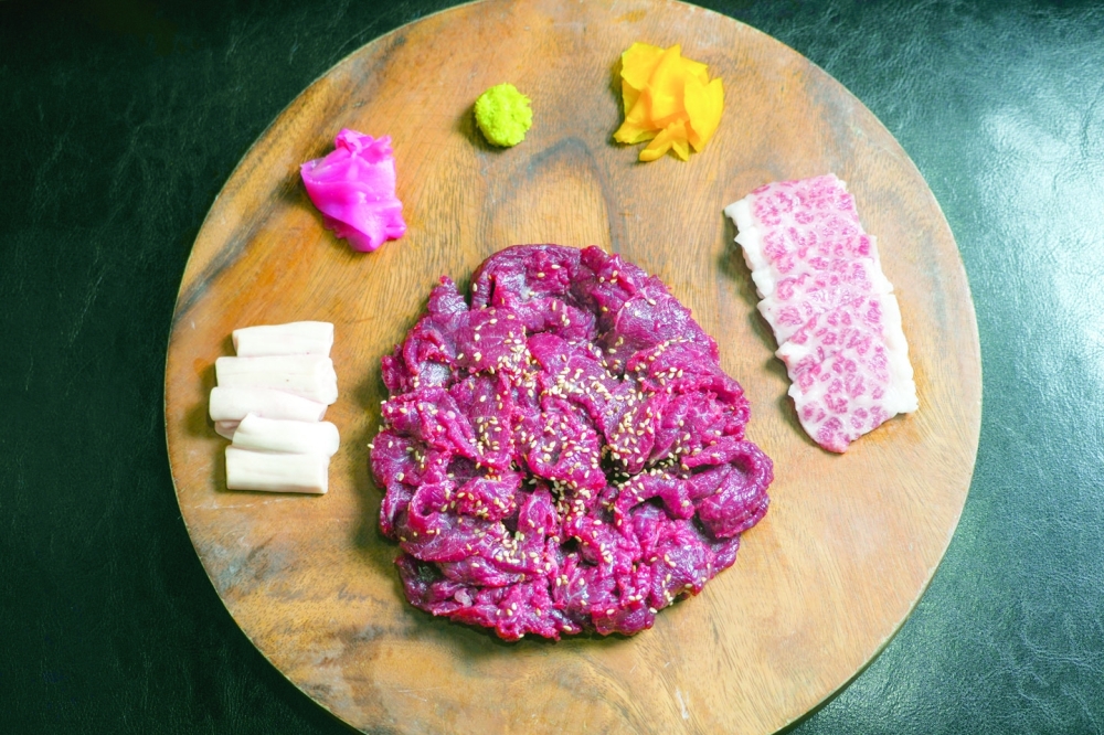 A spread of Hanwoo saeng-gogi at Haewol Hanwoo in Hampyeong County, Korea. (Chang W. Lee/The New York Times)