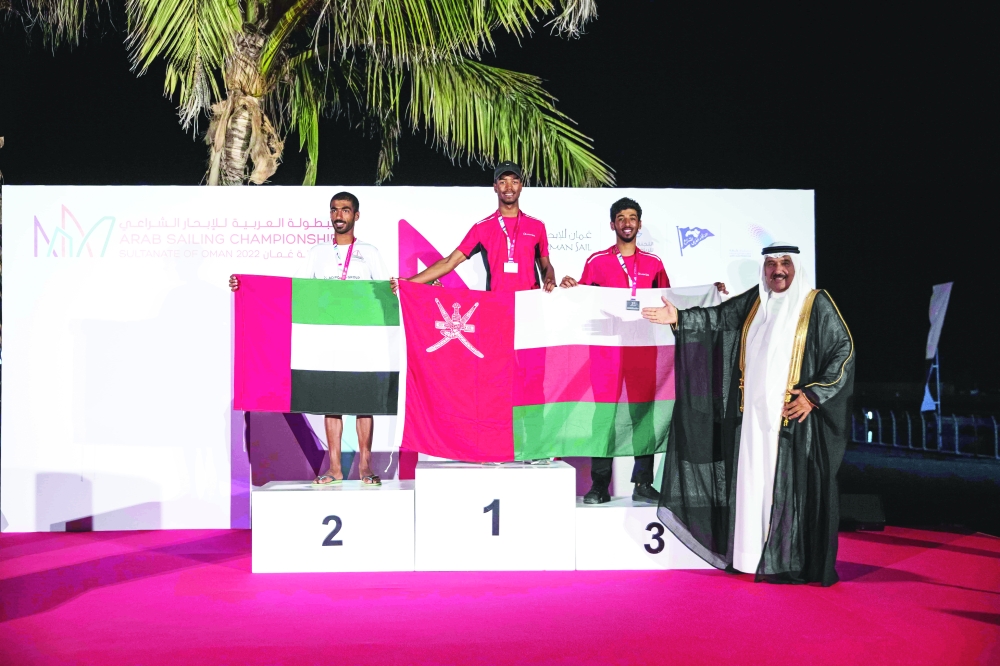 Top Three winners of ILCA 6 الفائزون بالمراكز الثلاثة الأولى لفئة قوارب إلكا 6