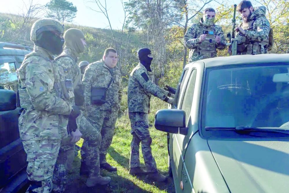 Members of the Ukrainian military training in Kyiv in October. 