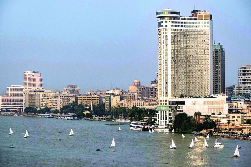 A view of the Garden City district in the centre of Egypt's capital Cairo. -- AFP


