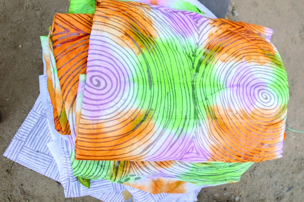 A Bubu Ogisi desing at a tie-dye workshop in Lagos, Nigeria, on Sept. 17, 2022.  (Stephen Tayo/The New York Times)