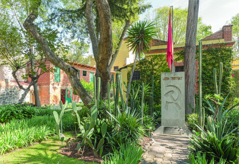 A monument to Leon Trotsky in the garden of the home he once lived in that is now a museum in Mexico Citys Coyoacn neighborhood in November 2019. (Adrian Wilson/The New York Times)