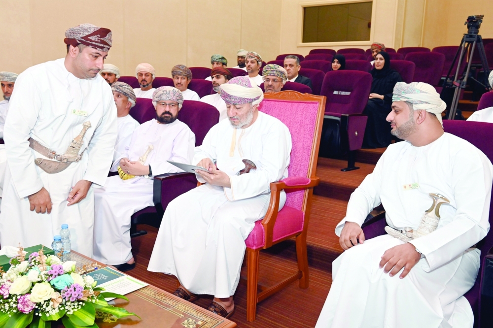 Sayyid Mohammed bin Sultan al Busaidy, Deputy Chairman of the Supreme Judicial Council, launches Burhan in Muscat on Thursday. — ONA