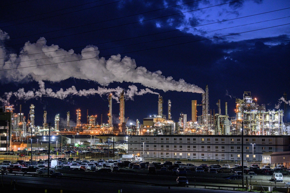 A general view shows a Syncrude oil sands mining facility near Fort McKay, Alberta, on September 7, 2022.  