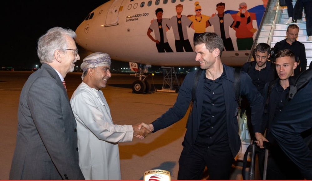 The German national team arrives in Muscat ahead of their friendly match against the Oman team on Wednesday.