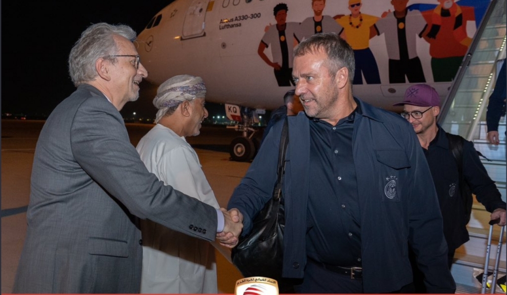 The German national team arrives in Muscat ahead of their friendly match against the Oman team on Wednesday.