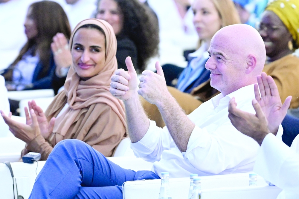FIFA President Gianni Infantino attends Youth festival opening ceremony in Doha on November 17, 2022, ahead of the Qatar 2022 World Cup football tournament.  (Photo by Kirill KUDRYAVTSEV / AFP)

