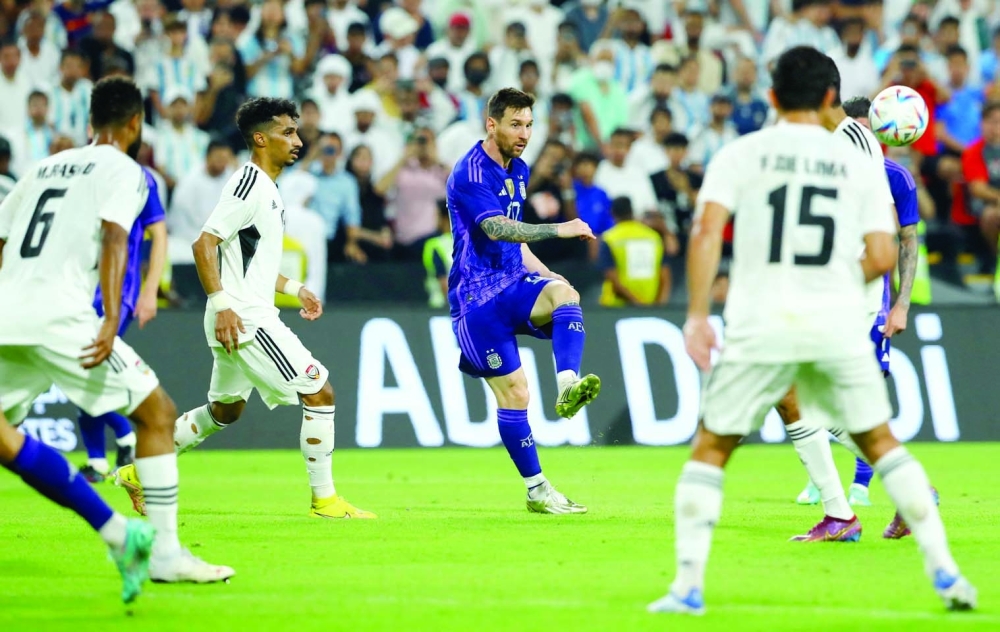 Soccer Football - International Friendly - United Arab Emirates v Argentina - Mohammed bin Zayed Stadium, Abu Dhabi, United Arab Emirates - November 16, 2022 Argentina's Lionel Messi in action REUTERS/Amr Alfiky
