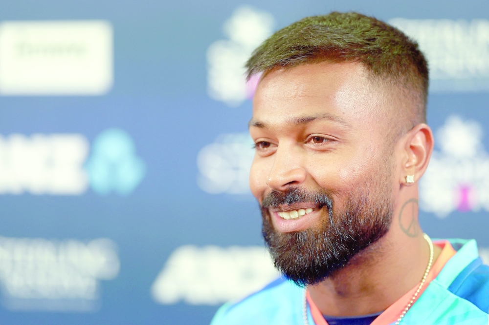 Indian captain Hardik Pandya speaks to media as heavy rain forced the cancellation of the opening Twenty20 match against New Zealand at Sky Stadium in Wellington. -- AFP


