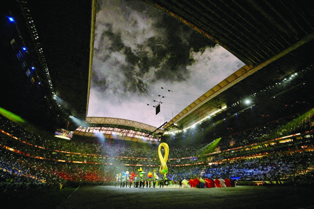 Soccer Football - FIFA World Cup Qatar 2022 - Group A - Qatar v Ecuador - Al Bayt Stadium, Al Khor, Qatar - November 20, 2022 General view during the opening ceremony REUTERS/Dylan Martinez     TPX IMAGES OF THE DAY
