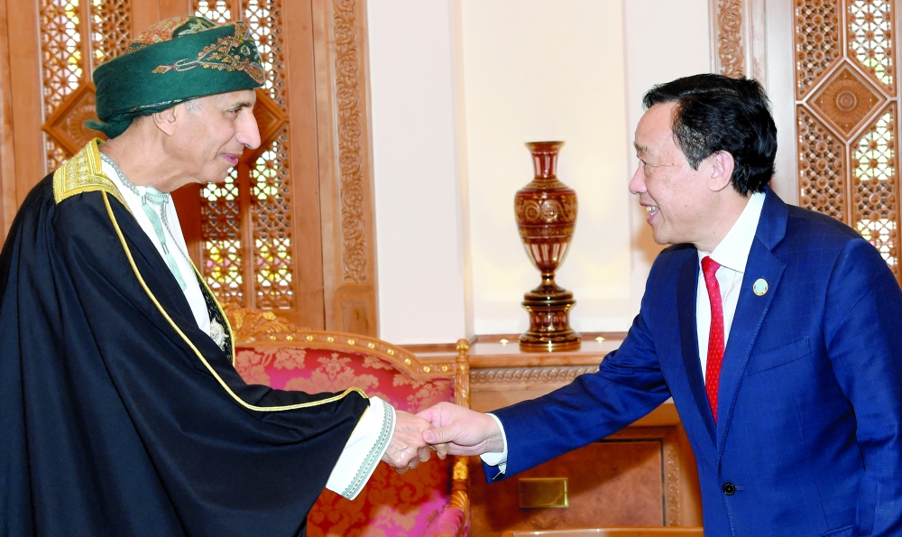 HH Sayyid Fahd bin Mahmood al Said receives Dr Qu Dongyu, Director-General of Food and Agriculture Organization, in Muscat on Thursday.